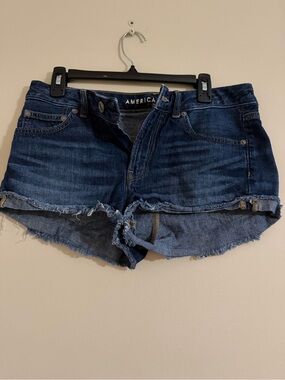 American Eagle Outfitters Dark Blue Distressed Denim Shorts